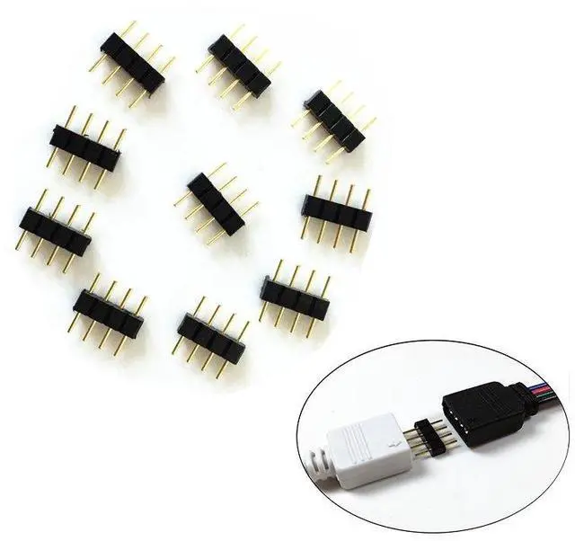 Alt view image 3 of 6 - 10 pcs/Pack 5.9 inch / 150 mm 4 Pin RGB LED Strip Lights Extension Cable Connector4 PIN RGB Male and Female Connector Wire Cable for 3528 5050 SMD LED Strip