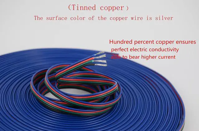Alt view image 3 of 6 - 10m/32.8ft RGB LED Strip Extension Cable with Full Copper Wires Inside - 4 Pin RGB Wire for 5050 3528 LED Strip