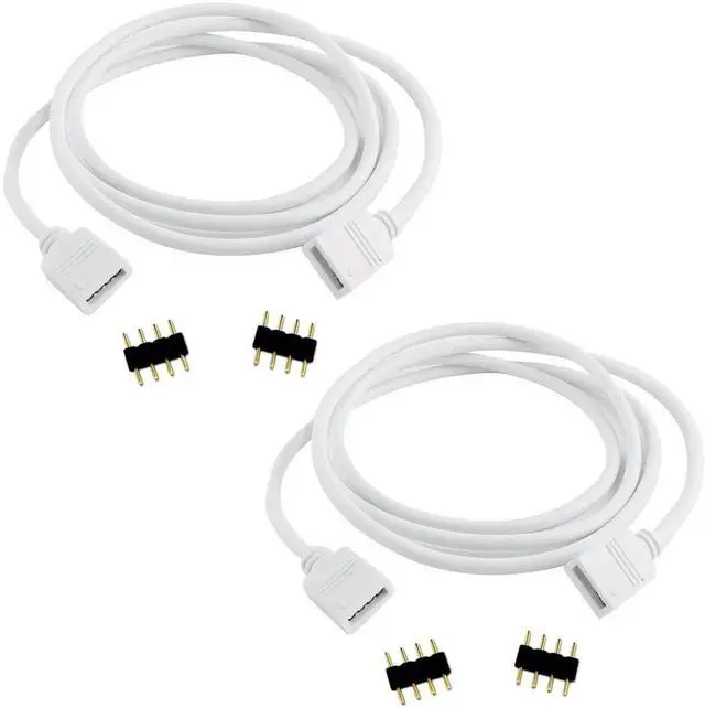 Main image of 2pcs 2.5m 8.2ft RGB LED Strip Extension Cable 4 Pin LED Tape Extension Cord LED Ribbon Connection Cable LED Rope Connector Wire 4-Pin Adapter Plug for RGB 5050 3528 2835 LED Strip Light