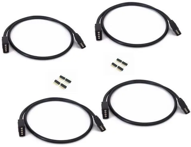Main image of 4pcs Black 0.5M 1.64ft 4 Color RGB Extension Cable LED Strip Connector Extension Cable Cord Wire 4 Pin LED Connector for SMD 5050 3528 2835 RGB Light Strip