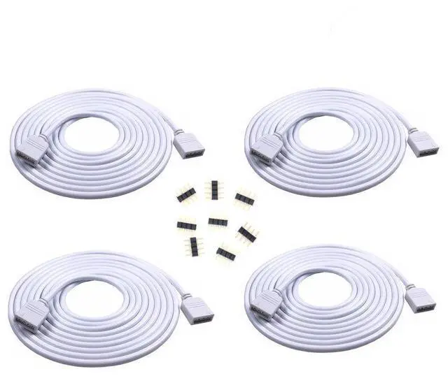 Main image of 4PCS 2M 6.56ft 4 Color RGB Extension Cable LED Strip Connector Extension Cable Cord Wire 4 Pin LED Connector for SMD 5050 3528 2835 RGB LED Light Strip