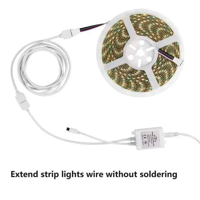 Alt view image 2 of 7 - RGBW 5Pin LED Extension Cable 2 Pack 6.5ft/2m Connector for 10 mm Wide 5050 and 3528 Indoor LED Strip Lights Extending Connection