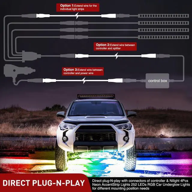 Alt view image 5 of 7 - 5FT 4 Pin xtension Cable Designed for Automotive Underglow Lights