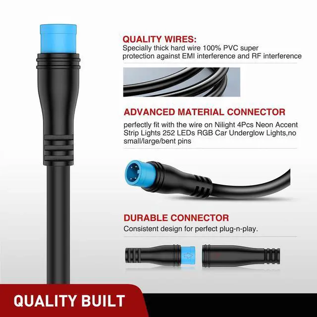 Alt view image 3 of 7 - 5FT 4 Pin xtension Cable Designed for Automotive Underglow Lights