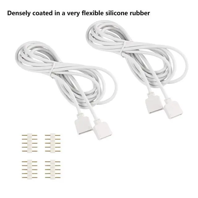 Alt view image 6 of 7 - RGBW 5Pin LED Extension Cable 2 Pack 6.5ft/2m Connector for 10 mm Wide 5050 and 3528 Indoor LED Strip Lights Extending Connection