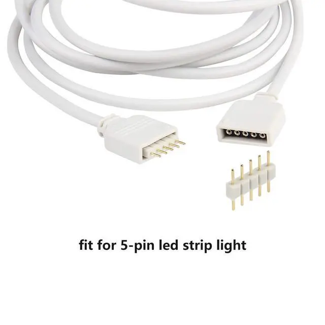 Alt view image 4 of 7 - RGBW 5Pin LED Extension Cable 2 Pack 6.5ft/2m Connector for 10 mm Wide 5050 and 3528 Indoor LED Strip Lights Extending Connection