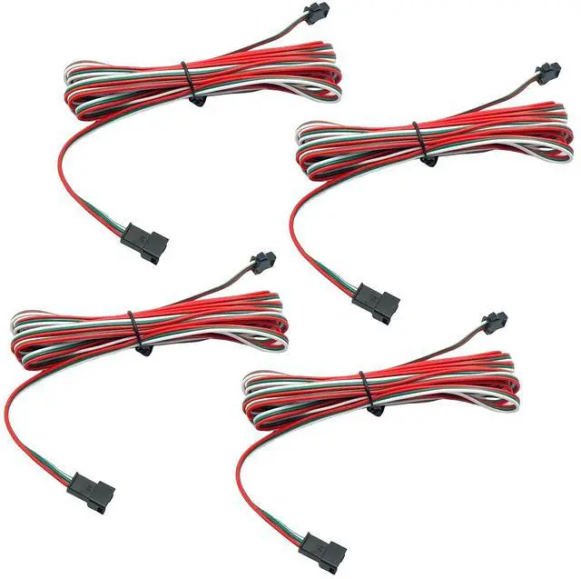 Main image of 4Pcs 3M 9.84FT 22AWG 3 Pin JST SM Male Female Plug LED Connector Extension Cable Compatible with WS2812B WS2811 WS2814 SK6812 FCOB RGB CCT LED Strip Lights Symphony LED Lights with connectors