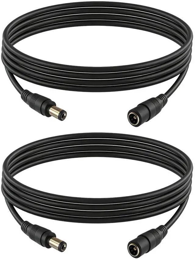 Main image of 9.8FT 12V DC Extension Cable 5.5x2.1mm Male to Female DC Connector (Black) for Monitoring LED Strip Lights Cameras Routers 2 PCS
