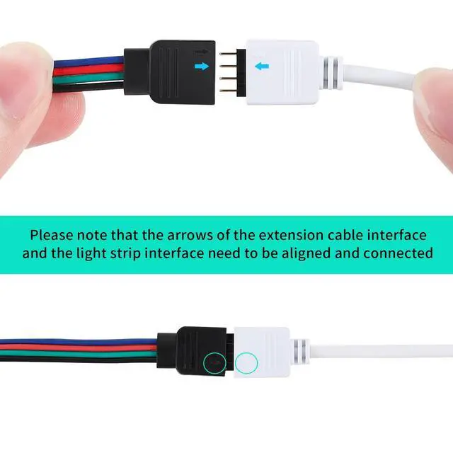 Alt view image 2 of 5 - 2 Pack 3M 9.9ft RGB LED Extension Cables 4 Pin Strip Jumper Cables Wire Solderless with 4 Male Pin LED Connectors for 5050 3528 2835 RGB LED Strip