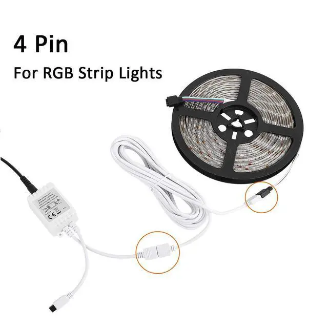 Alt view image 4 of 5 - 2 Pack 3M 9.9ft RGB LED Extension Cables 4 Pin Strip Jumper Cables Wire Solderless with 4 Male Pin LED Connectors for 5050 3528 2835 RGB LED Strip