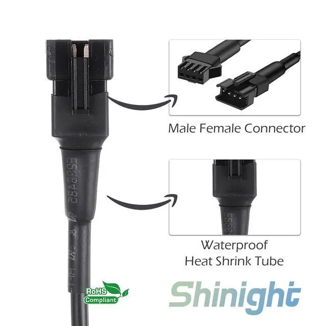 Alt view image 4 of 5 - 4 PCS 47 inch Extension Cords for Use with 5050 LED SMD RGB NEON Accent Kits for LED Motorcycle ATV Car Light Multi-Color Neon Strip