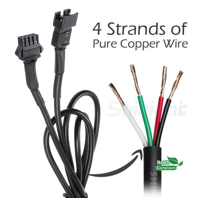 Alt view image 5 of 5 - 4 PCS 47 inch Extension Cords for Use with 5050 LED SMD RGB NEON Accent Kits for LED Motorcycle ATV Car Light Multi-Color Neon Strip