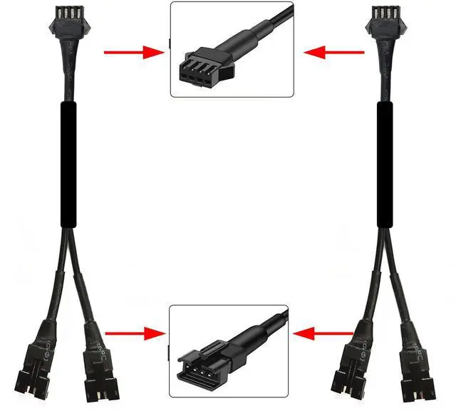 Alt view image 3 of 7 - 4PC 36in/90CM RGB LED Extension Cable With 2pcs 1-2 way spiltter Y cable,Rock Light Extension Wire,Neon Underglow Wire Cable Extension Kit for ATV Car Motorcycle Accent Light Strips Rock Lights
