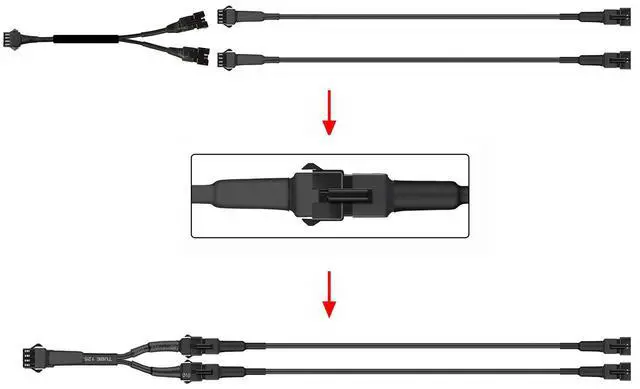 Alt view image 5 of 7 - 4PC 36in/90CM RGB LED Extension Cable With 2pcs 1-2 way spiltter Y cable,Rock Light Extension Wire,Neon Underglow Wire Cable Extension Kit for ATV Car Motorcycle Accent Light Strips Rock Lights