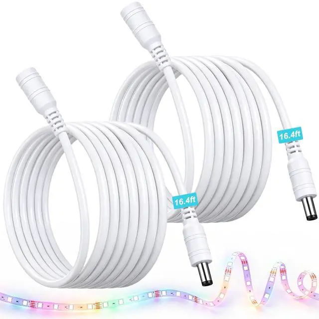 Main image of 2Pack 16.4FT DC Power Extension Cable for Govee LED Strip Lights,Home Decor