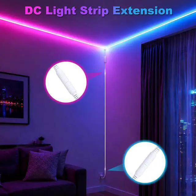 Alt view image 6 of 7 - 2Pack 16.4FT DC Power Extension Cable for Govee LED Strip Lights,Home Decor