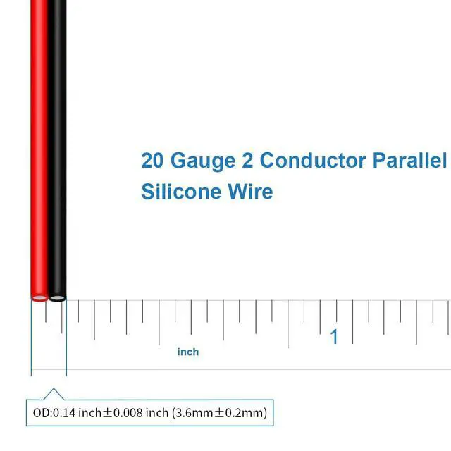 Alt view image 3 of 7 - 20 Gauge 2 Conductor Parallel Silicone Wire Red Black 25ft Cable