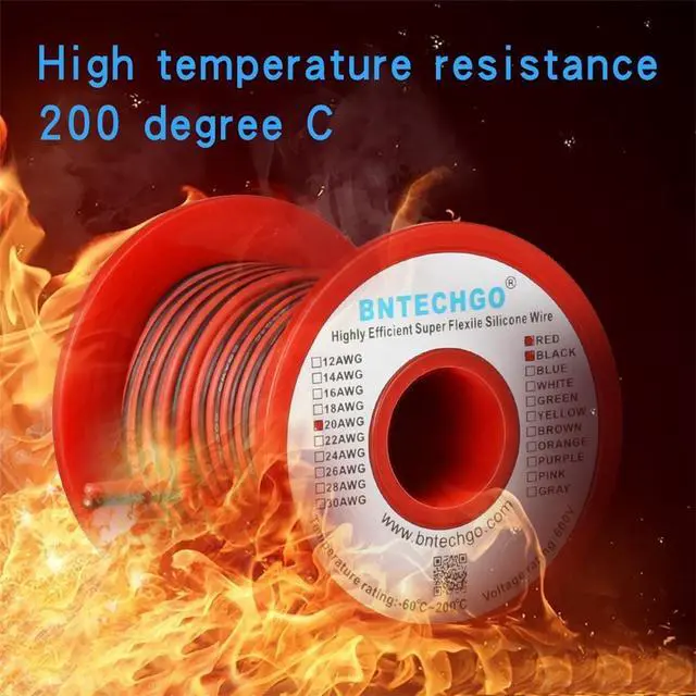 Alt view image 6 of 7 - 20 Gauge 2 Conductor Parallel Silicone Wire Red Black 25ft Cable