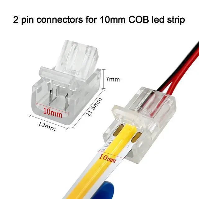 Alt view image 2 of 6 - 10mm COB LED Strip Light Connectors Strip to Wire Solderless Transparent Track Lighting kit Adapter Connection, with 6M/19.68ft Led Wire Extension Cable for 5050 Led Tape 12/24V (2 Pin, 10mm)