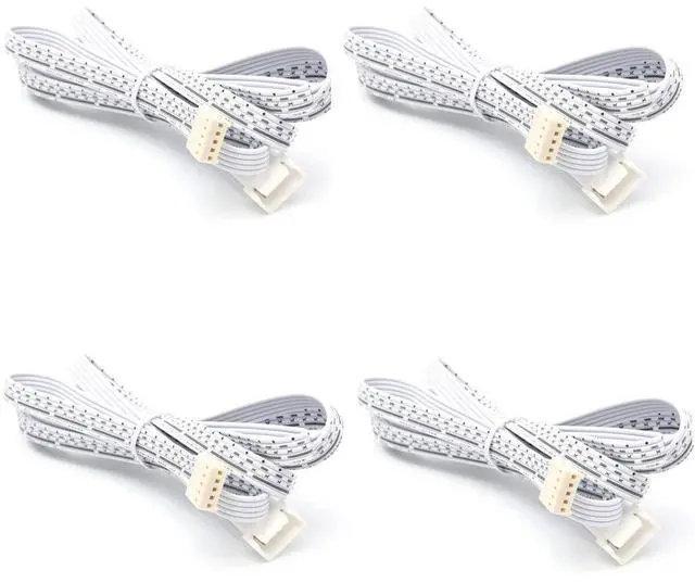 Main image of Flexible Extendable Cables for RGBW/RGBWW Color Changing LED Under Cabinet Lighting 59 inch Extension Cords (5-pin White Cords, 4 Packs)