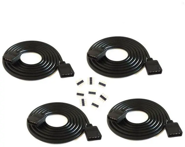 Main image of 4 pcs/pack black 2M 6.56ft 4 Color RGB Extension Cable LED Strip Connector Extension Cable Cord Wire 4 Pin LED Connector for SMD 5050 3528 2835 RGB LED Light Strip rgb wirergb extension cable