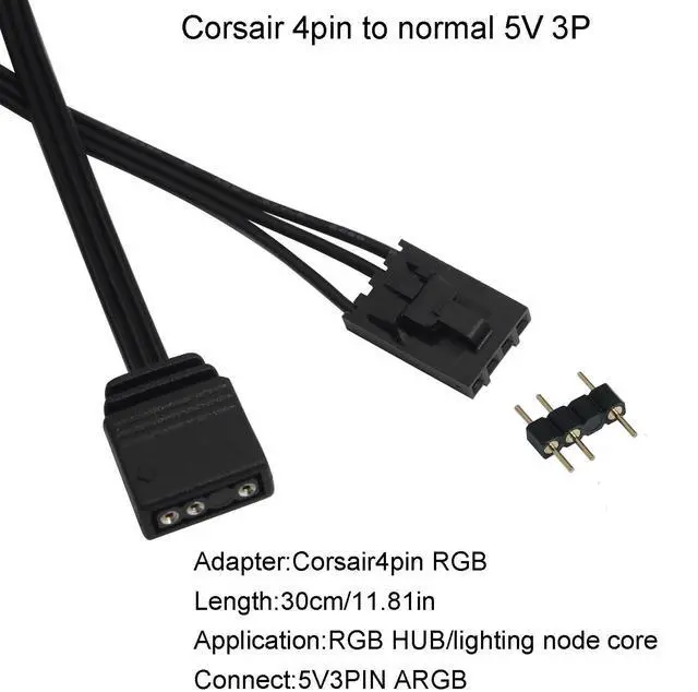 Alt view image 2 of 5 - 2PCS Fan Light Adapter Cable Extension Cable Adapter Cable 30cm Can Connect to Any 5V 3-Pin ARGB Devices