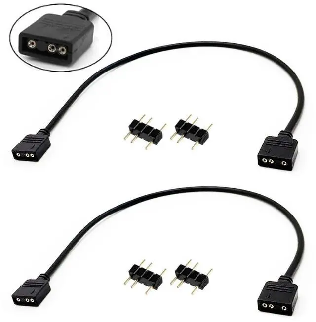 Main image of ARGB Extension Cable, Addressable RGB Extension Cable, 1-to-1 ARGB Splitter Cable Female to Female 3-Pin Extension Connector Wire, Light Strips 2 Pcs11.8IN/30CM