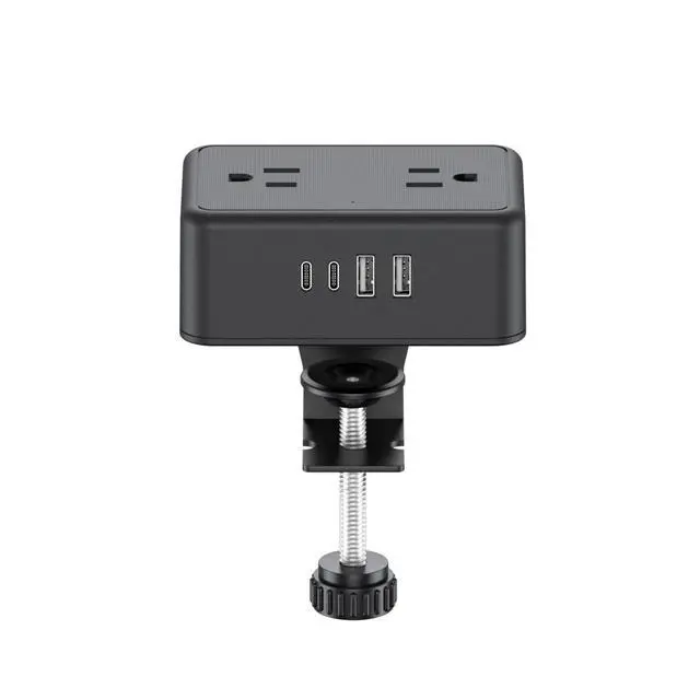 Alt view image 2 of 7 - Desk Clamp Power Strip with USB C, 8-in-1 Desktop Mount Surge Protector, 4 AC Outlets, 2 USB-A, 2 USB-C (20W), Clamp On Desk Outlet with 6.6FT Flat Plug for Home Office
