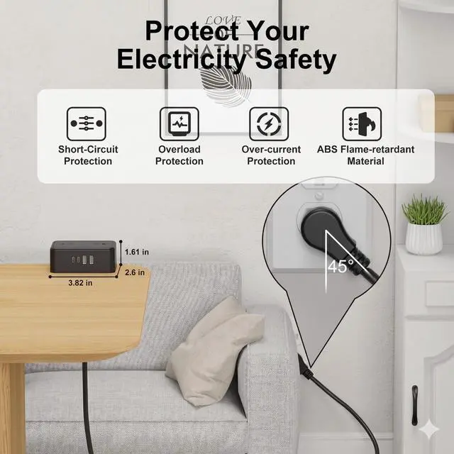 Alt view image 3 of 7 - Desk Clamp Power Strip with USB C, 8-in-1 Desktop Mount Surge Protector, 4 AC Outlets, 2 USB-A, 2 USB-C (20W), Clamp On Desk Outlet with 6.6FT Flat Plug for Home Office