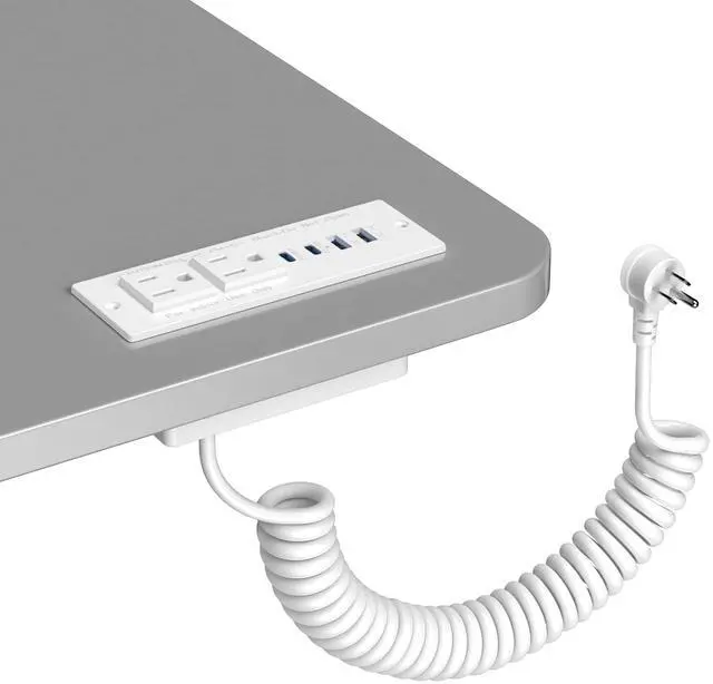 Main image of Recessed Power Strip USB C 65W Fast Charging Station,in Drawer Outlet,Furniture Flush Mount for Desktop,Workspace Essential Desk Outlet (White, 10FT)