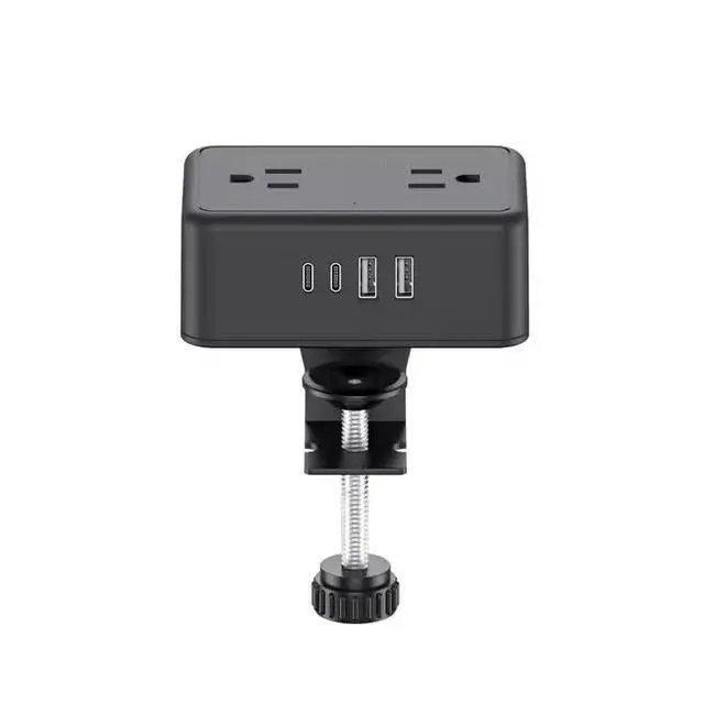 Alt view image 2 of 7 - 8-in-1 Desk Clamp Power Strip desktop mount with 4 AC Outlets, 2 USB-A & 2 USB-C (20W), ETL Certified, 6.6FT Flat Plug, Space-Saving Clamp-On Desk Outlet for Home, Office, Dorm, Conference Table