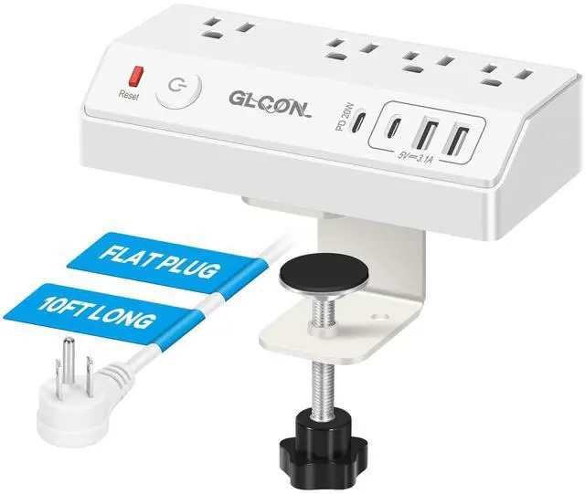 Main image of Desk Clamp Power Strip with USB C,Surge Protector Power Strip