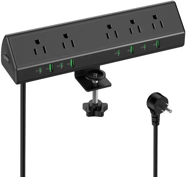 Main image of Desk Clamp Power Strip USB C,45W Total Fast Charging Station