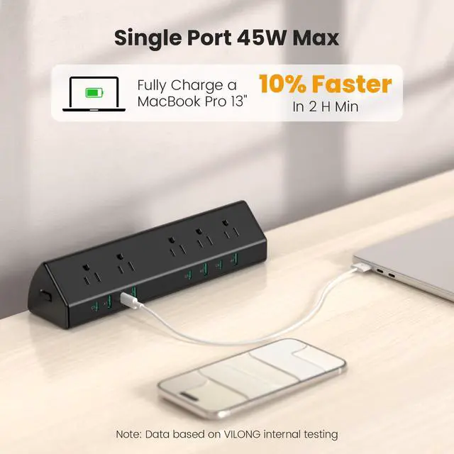 Alt view image 2 of 6 - Desk Clamp Power Strip USB C,45W Total Fast Charging Station