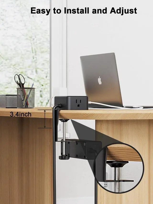Alt view image 3 of 6 - Dual Layer Desk Clamp Power Strip 13 AC Outlet 4USB Ports Black