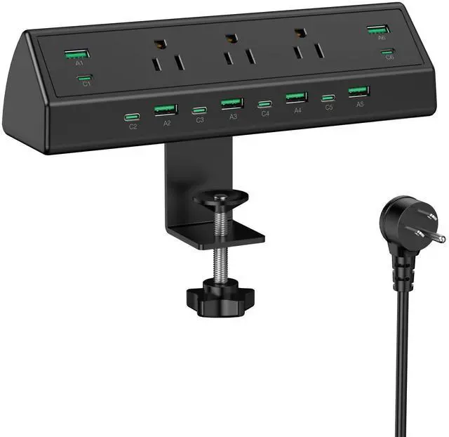 Main image of 90W Desk Clamp Power Strip,12 USB Ports (6 PD 45W USB-C),Surge Protector,ETL Listed Power Hub Extension Cord,Fast Charging Station for Home Office Desk Edge Mount (Black,12 USB-90W)
