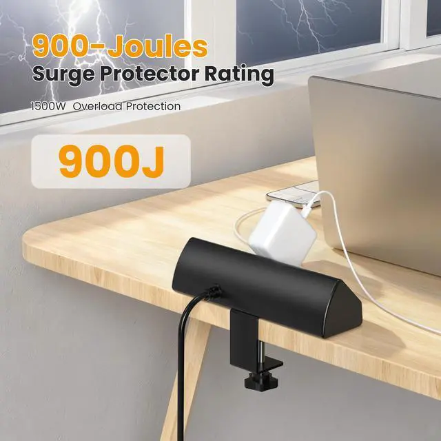 Alt view image 4 of 7 - Desk Clamp Power Strip, 130W Total Fast Charging Station,Black