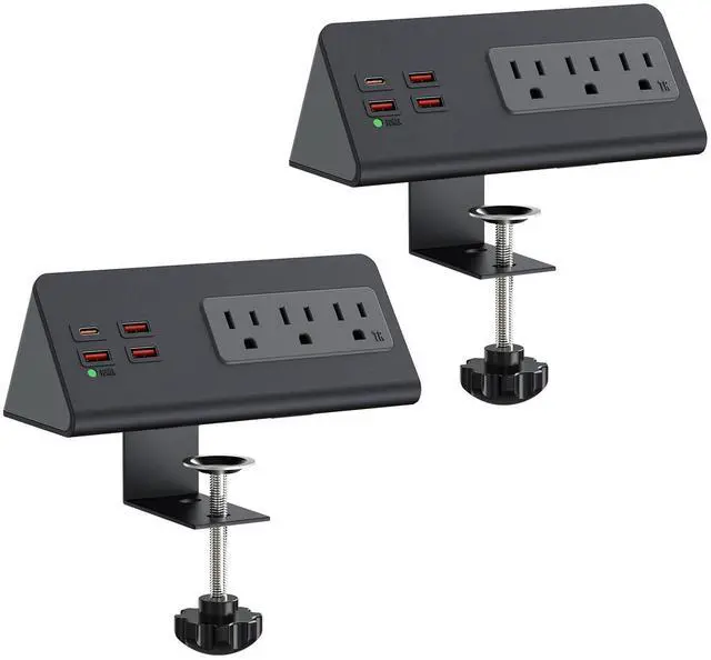 Main image of Nightstand Charging Station, Nightstand Edge Power Strip with 3 AC Outlets, 4 Fast Charging USB Ports, Connect 6.56FT Flat Plug, Desk Surge Protector for Office Home Hotel, 2-Pack(Black)