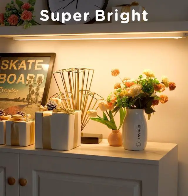 Alt view image 2 of 7 - Under Cabinet Lighting Plug in,7W 120V 3 Color 3000K/4000K/5000K,3 Brightness,Super Bright,Ultra Thin Under Counter Lights for Kitchen,Linkable LED Cabinet Light(12inch,White,1Pack)