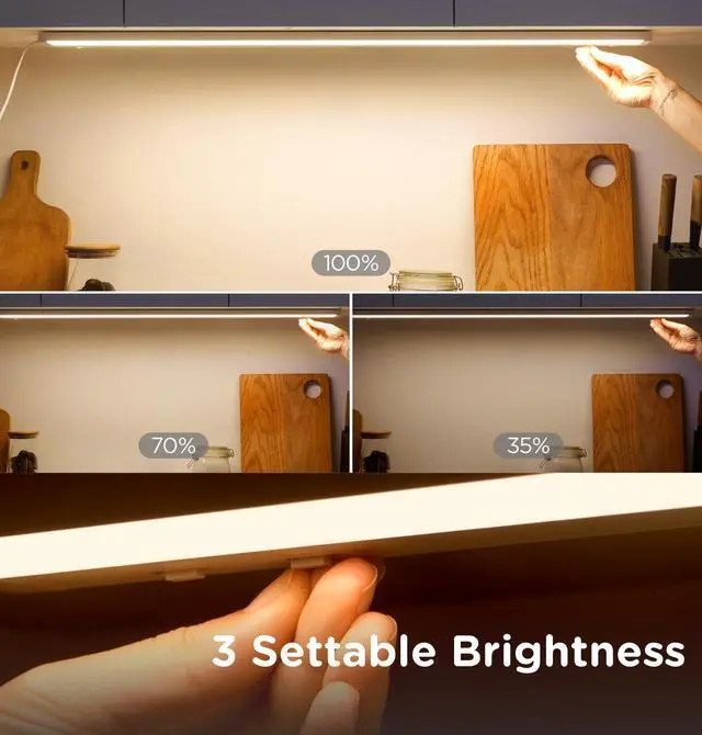 Alt view image 4 of 7 - Under Cabinet Lighting Plug in,7W 120V 3 Color 3000K/4000K/5000K,3 Brightness,Super Bright,Ultra Thin Under Counter Lights for Kitchen,Linkable LED Cabinet Light(12inch,White,1Pack)