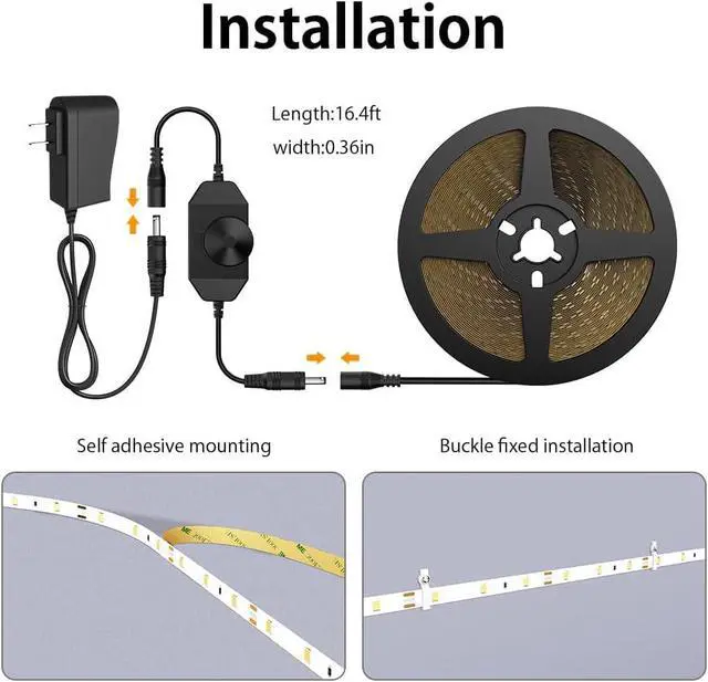 Alt view image 7 of 7 - Warm LED Strip Lights,16.4ft Dimmable Strip Lighting,3000K 5m 12v Tape Light, 2835 LEDs Flexible Warm White Rope Light for Home,Kitchen,Under Cabinet,Bedroom, Christmas Decor, Non-Waterproof