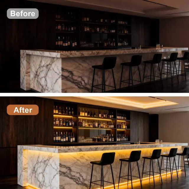 Alt view image 6 of 7 - Under Cabinet Led Light Strip kit,2 Roll x 16.4ft Cuttable 3000K COB,Diffused Power with 8 JST & 2 Hardwired Outlets,Touch Sensor for Curio Cabinet,Book Shelf,Wardore,Wine Rack Panel