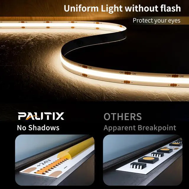 Alt view image 2 of 7 - COB LED Strip Light 3087LEDs 20ft/6.1m Natural White 4000K,CRI90+ Super Bright High Lumen,Lead-Free Material 24V Flexible LED Tape,for Home&Office DIY Lighting Project(Adapter Not Included)