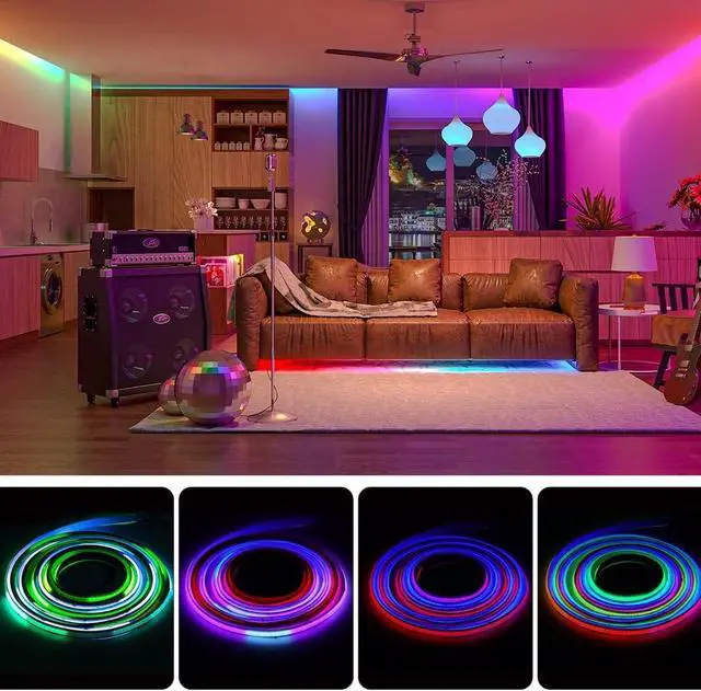 Alt view image 7 of 7 - 16.4FT WS2811 Smart IC RGB DC12V FCOB COB LED Strip Light | UL Listed 720LEDs/m High Density Color Chasing Light 12mm Width Black PCB for Home DIY Lighting(No Adapter or Controller)