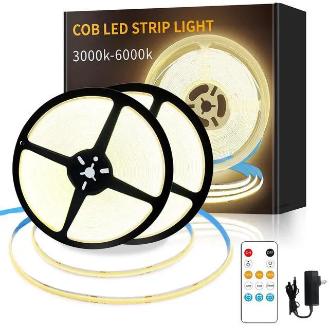 Main image of COB LED Strip Lights 100ft,3000K DC 24V Dimmable Warm White | LED Rope Lights for Bedroom,with Remote & app Control LED Lights Strip for Living Room, Shelf, Cabinet(2 Rolls of 50ft)