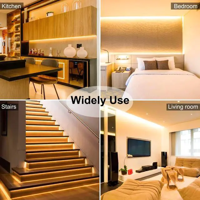 Alt view image 4 of 6 - COB LED Strip, 16.4ft Warm White COB LED Strip Light, Dimmable LED Light Strip 2700K, CRI92+, 8mm Width, 24V Flexible LED Tape Light for TV, Bedroom, Kitchen Cabinet, Closet, Home Decoration.