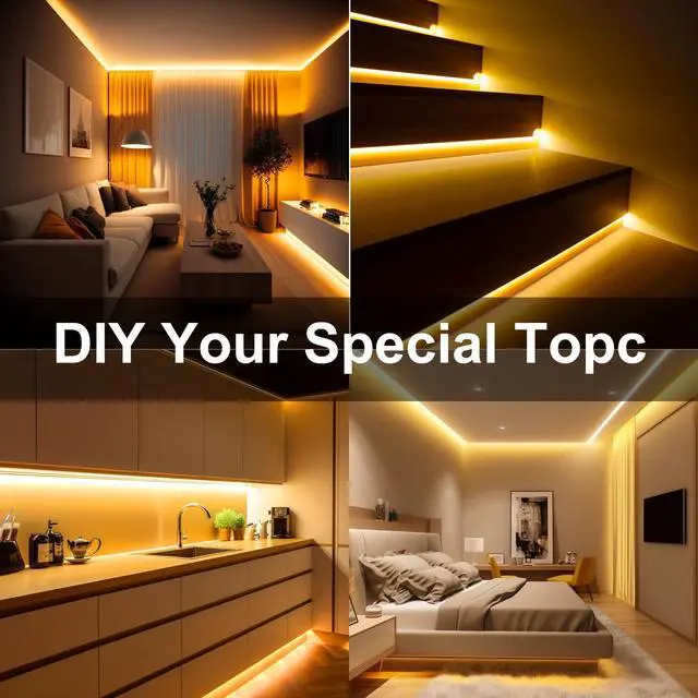 Alt view image 5 of 6 - COB LED Strip, 16.4ft Warm White COB LED Strip Light, Dimmable LED Light Strip 2700K, CRI92+, 8mm Width, 24V Flexible LED Tape Light for TV, Bedroom, Kitchen Cabinet, Closet, Home Decoration.