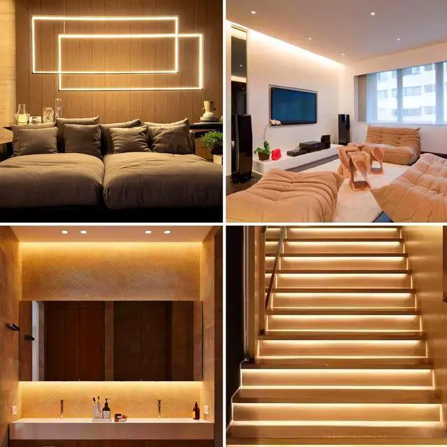 Alt view image 6 of 6 - COB LED Strip, 16.4ft Warm White COB LED Strip Light, Dimmable LED Light Strip 2700K, CRI92+, 8mm Width, 24V Flexible LED Tape Light for TV, Bedroom, Kitchen Cabinet, Closet, Home Decoration.