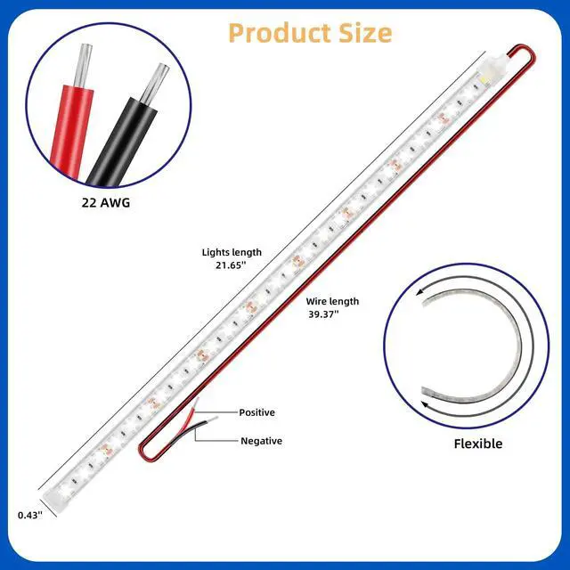 Alt view image 3 of 6 - Boat Marine Submersible Led Strip Lights, 12V White/20''