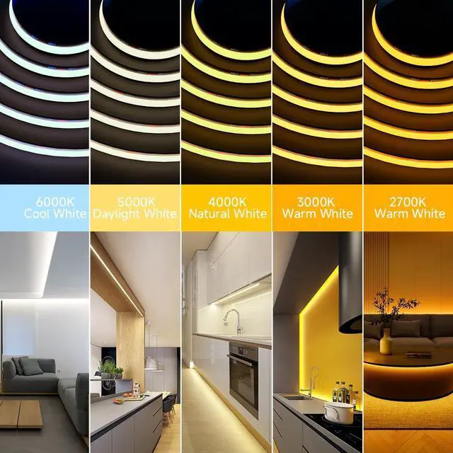 Alt view image 5 of 7 - FCOB COB LED Strip Warm White 3000K, UL Listed 480LED/m High Density Uniform Light, 16.4FT DC24V CRI 90+ 8mm Width Tape Light for Home Indoor DIY Lighting(No Adapter or Controller)